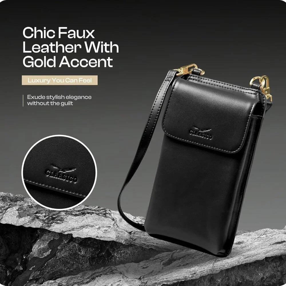 Crossbody Phone Purse Women Faux Leather RFID Wallet with Magnetic Closure